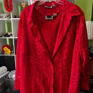 Maggie Barnes for Catherines 30W Red Tank and Sheer Blouse